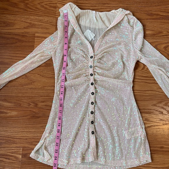 NWT Free People Sequin Shirt Christmas Holiday Sparkle Boho Festival Size Small - Picture 8 of 15